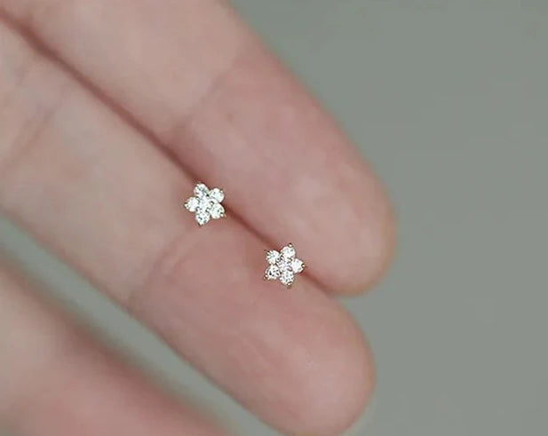 Betoverende Pentagram Kleine Bloem Zirkoon Stud Oorbellen