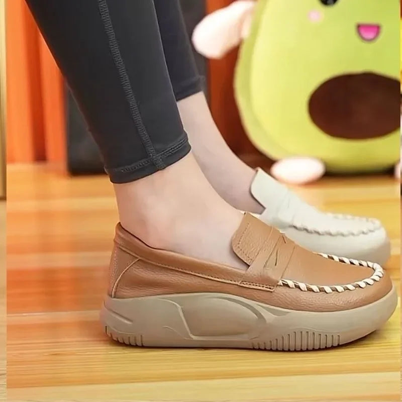 Comfortabele Platform Instaploafers voor Dames - Lente 2024 Nieuwe Dames Schoenen met Zachte Zolen