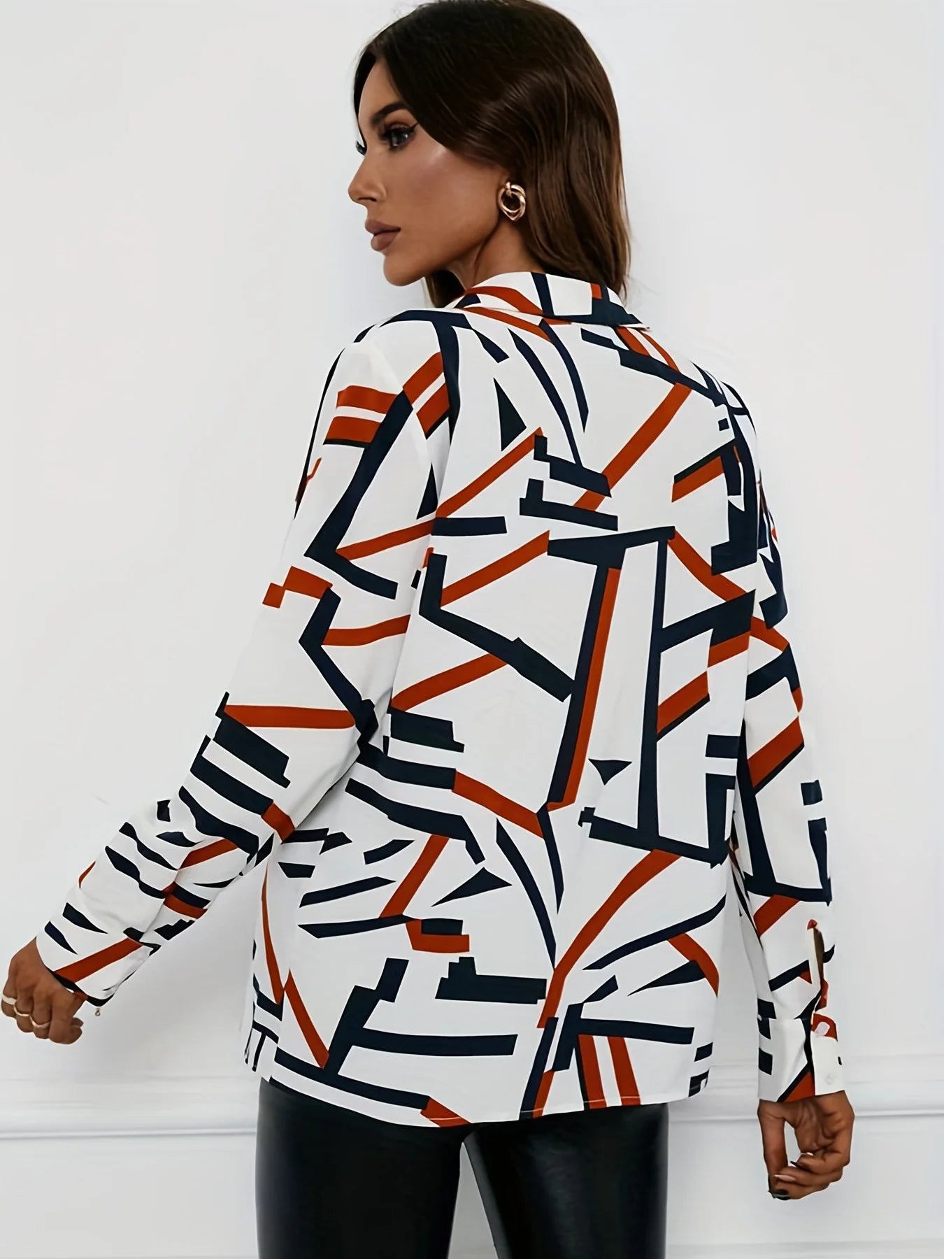 Plus Size Geometric Print Blouse