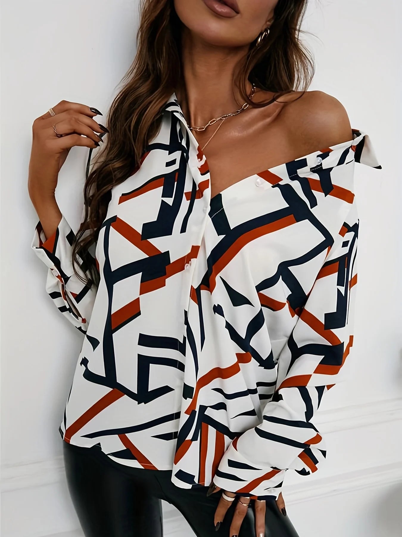 Plus Size Geometric Print Blouse