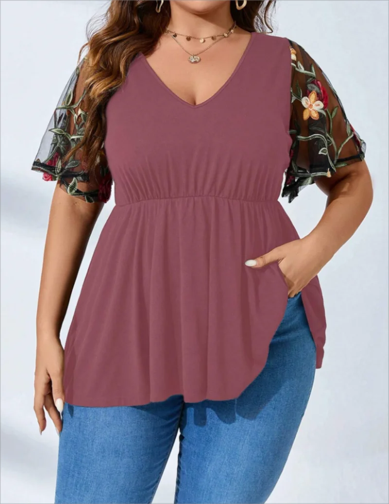 Chic Mesh T-shirt - CurveStyle Collectie
