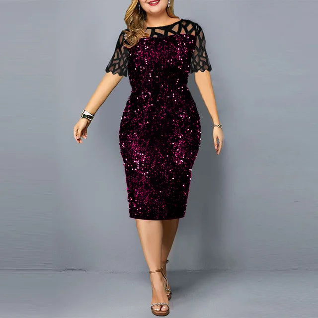 Plus Size Lovertjes Midi Kleid - Stilvolle Eleganz
