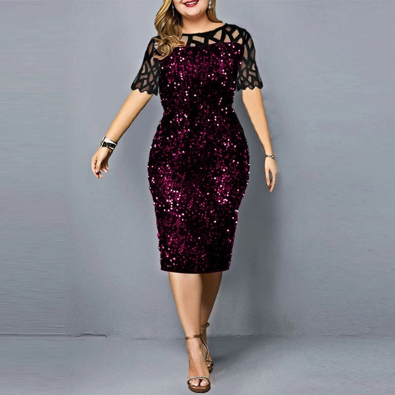 Plus Size Lovertjes Midi Kleid - Stilvolle Eleganz