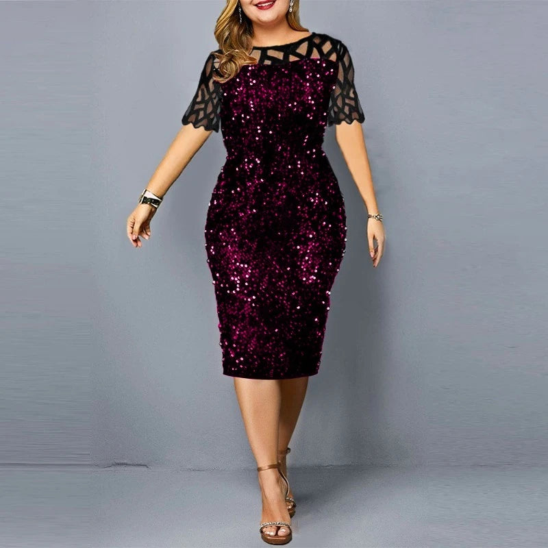 Plus Size Lovertjes Midi Kleid - Stilvolle Eleganz