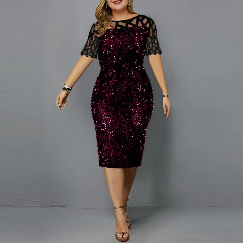 Plus Size Lovertjes Midi Kleid - Stilvolle Eleganz