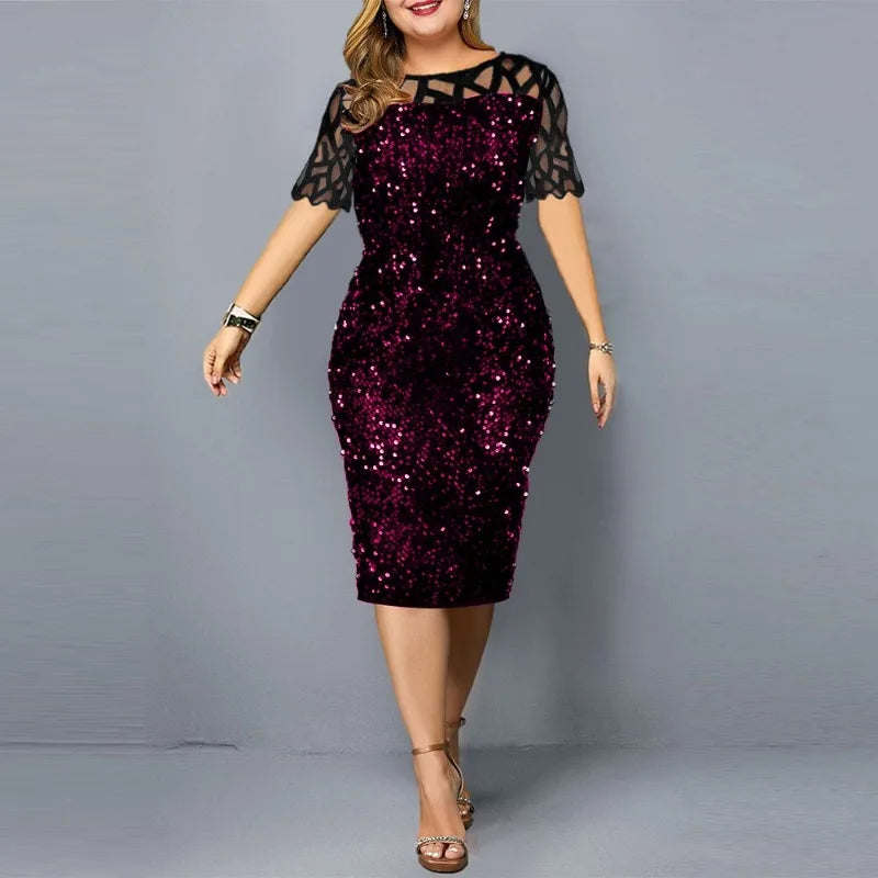 Plus Size Lovertjes Midi Kleid - Stilvolle Eleganz