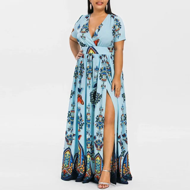 Vlinder Print Plus Size Lange Jurk Butterfly Chic
