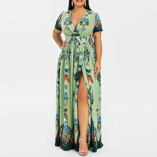 Vlinder Print Plus Size Lange Jurk Butterfly Chic