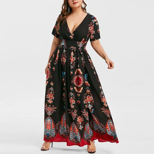 Vlinder Print Plus Size Lange Jurk Butterfly Chic