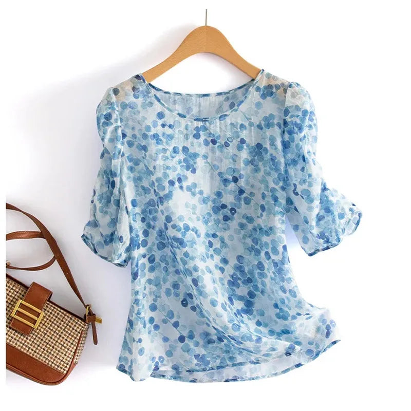QuirkyLiefde Polka Dot Chiffon Bluse