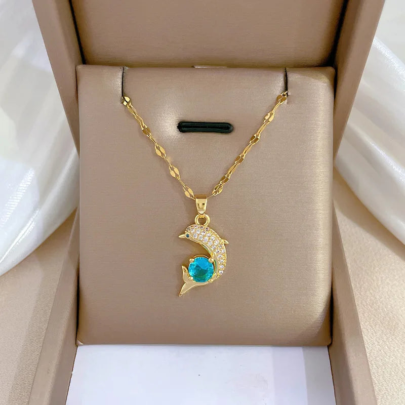 Enchanting Dolphin Stainless Steel Necklace for Timeless Elegance