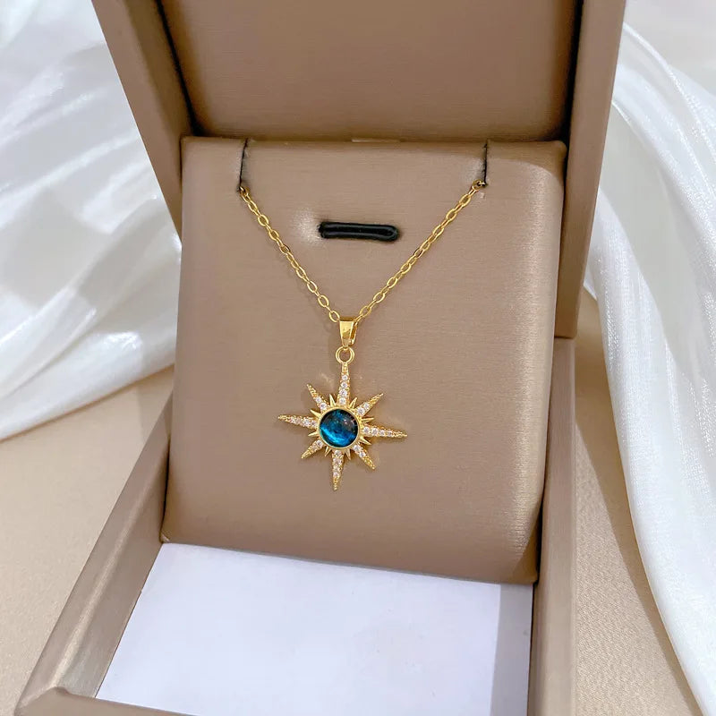 Beautiful Vintage Sun Planet Copper Inlaid Pendant for Women