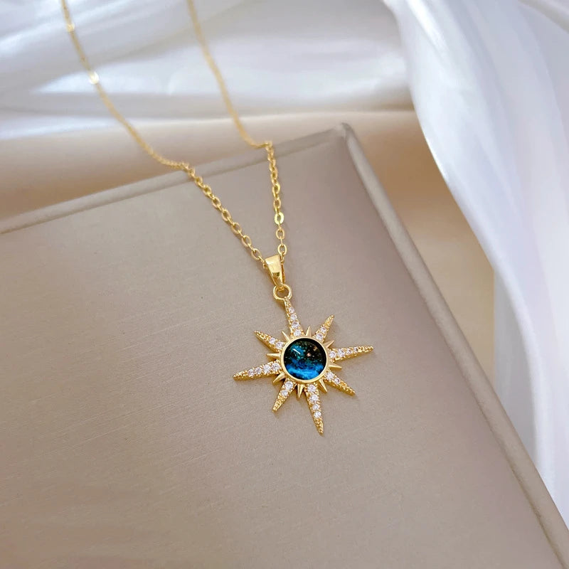 Beautiful Vintage Sun Planet Copper Inlaid Pendant for Women