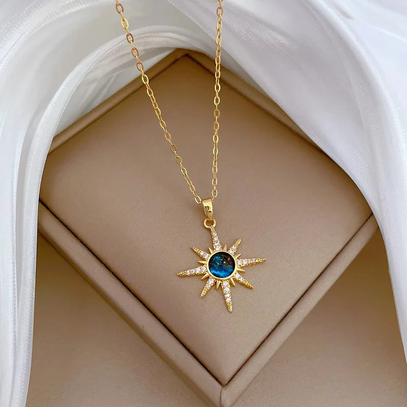 Beautiful Vintage Sun Planet Copper Inlaid Pendant for Women