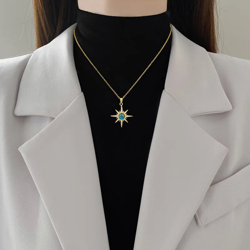 Beautiful Vintage Sun Planet Copper Inlaid Pendant for Women