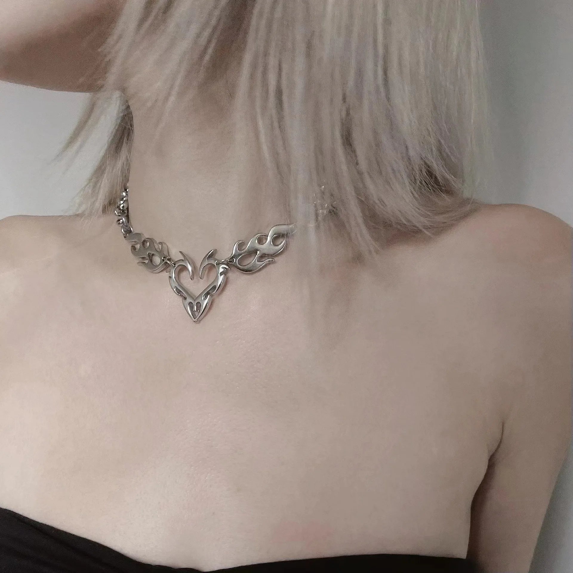 Tough Flame Heart Necklace for Rebellious Souls