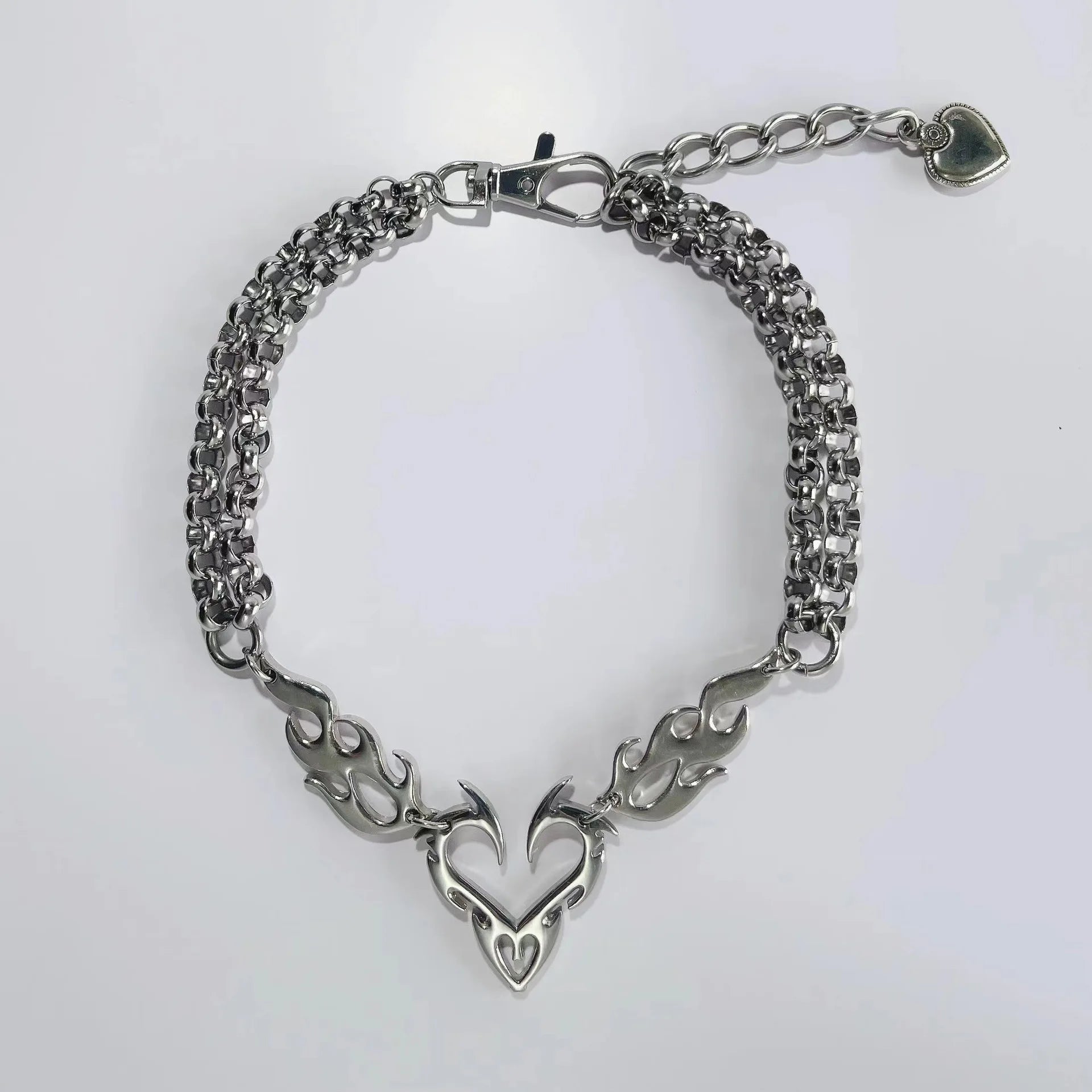 Tough Flame Heart Necklace for Rebellious Souls