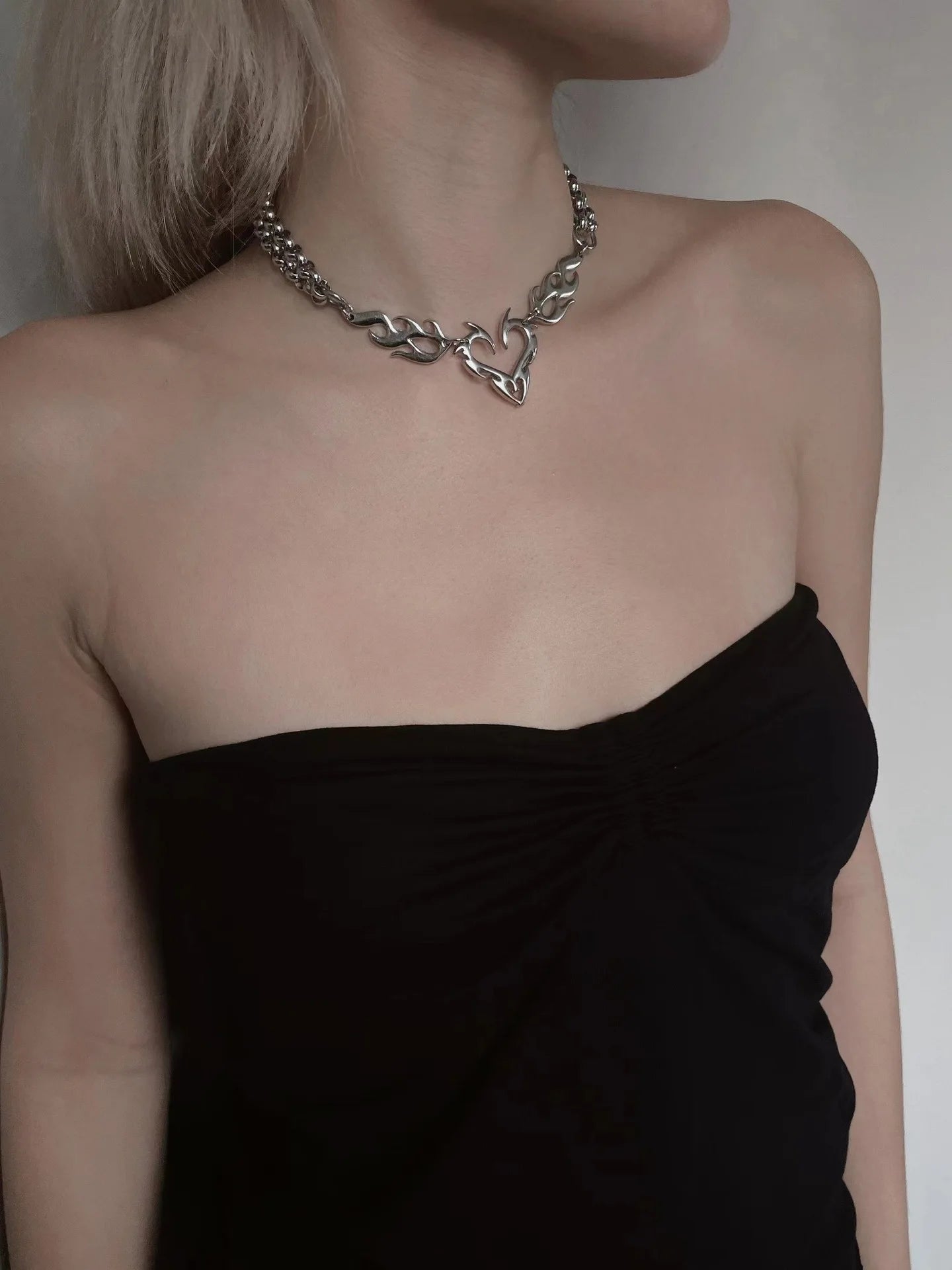 Tough Flame Heart Necklace for Rebellious Souls