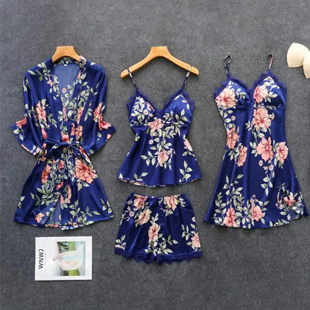Serenity Luxe Satijnen Bloemenprint Slaapset