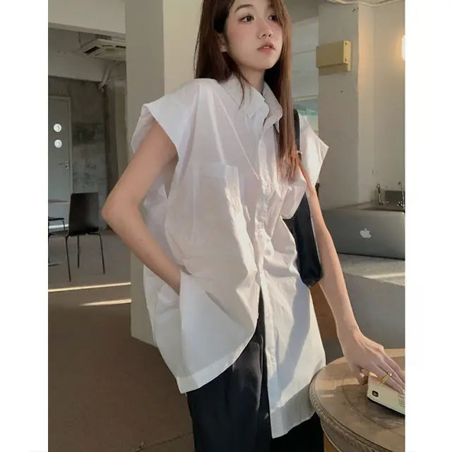 Blusa Lussuosa a Manica Corta Sciolta