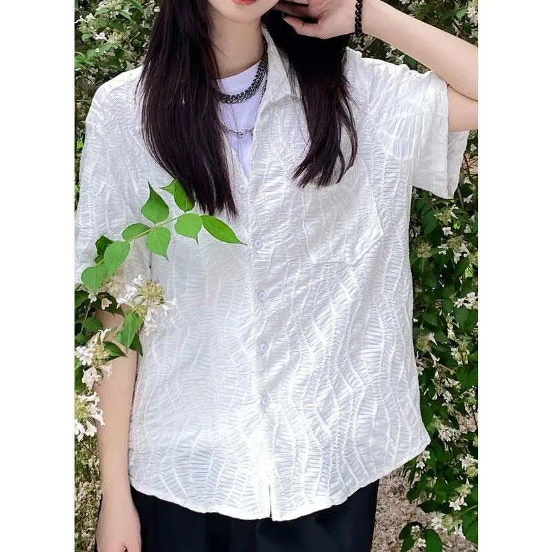 Vintage Jeugd Oversized Ruffled Shirt van RetroGlow