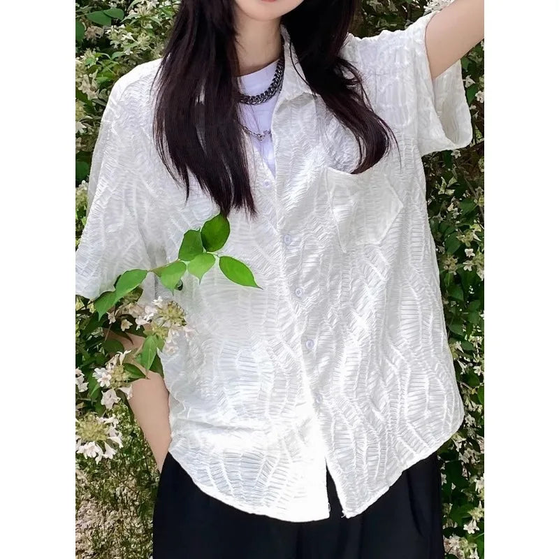 Vintage Jeugd Oversized Ruffled Shirt van RetroGlow