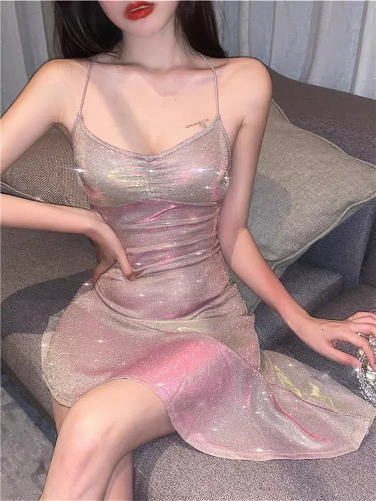 Glamoureuze Glans Qweek Lovertje Abito aderente bodycon