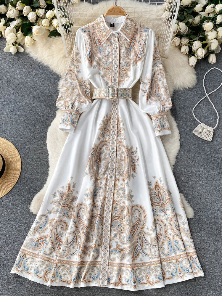 V Rand Retro Bedrucktes Party Kleid