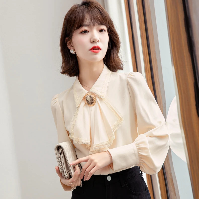 GlamourBloom's Retro Blue Chiffon Blouse