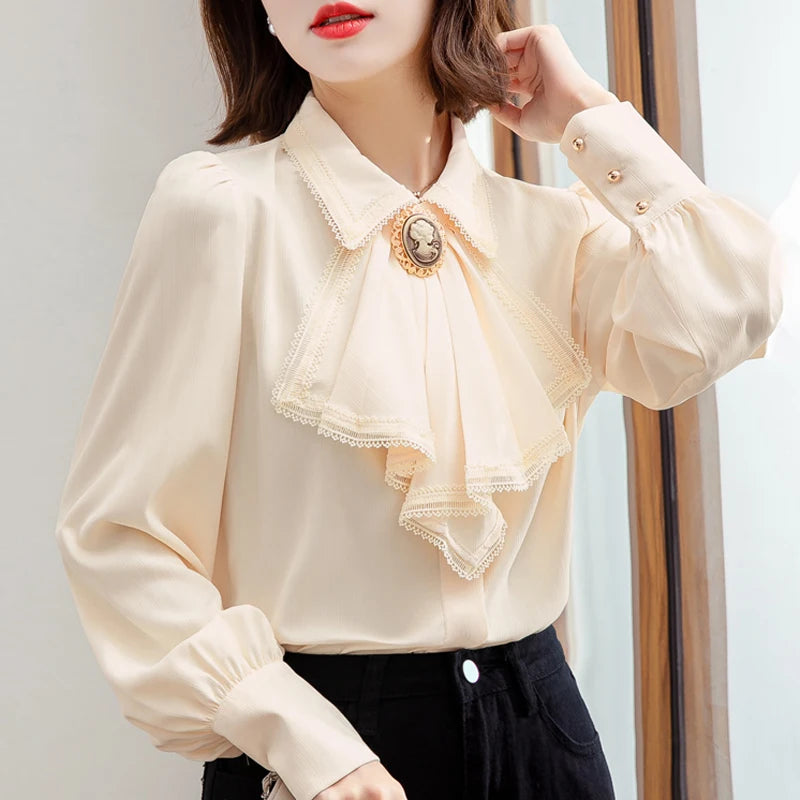 GlamourBloom's Retro Blue Chiffon Blouse
