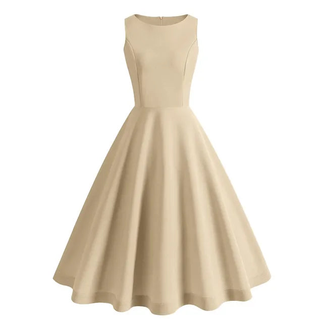 Bella Retro Roze Swing Midi-Jurk