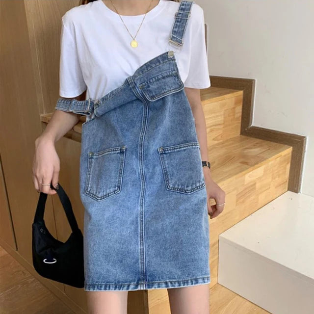 Denim Overall Jurk - Koreaanse Stijl, Mouwloos Design