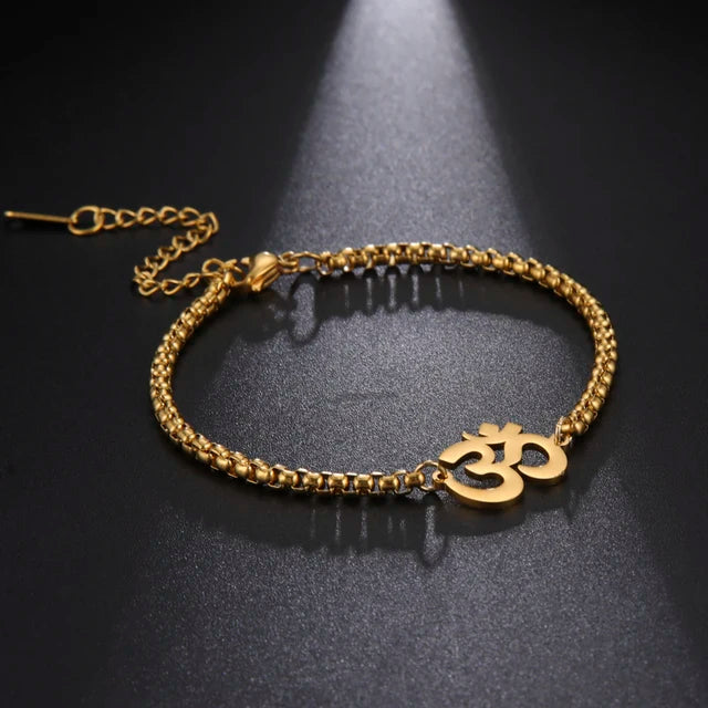 Spirituele Roestvrijstalen Armband met Hindoestaans Symboolhanger - Zenspiratie