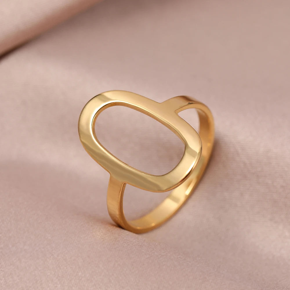 Aurelia Mode Roestvrij Stalen Minimalistische Ovale Ring
