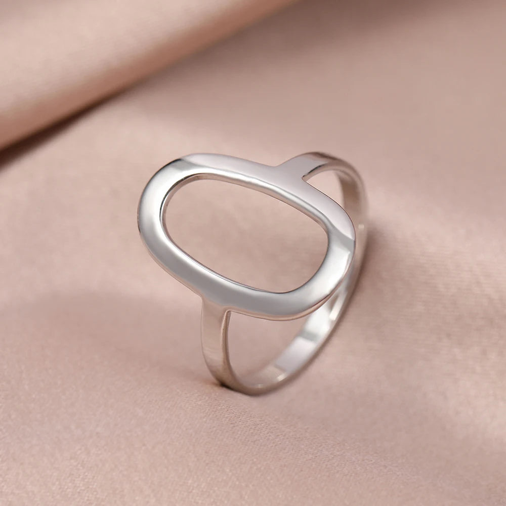 Aurelia Mode Roestvrij Stalen Minimalistische Ovale Ring