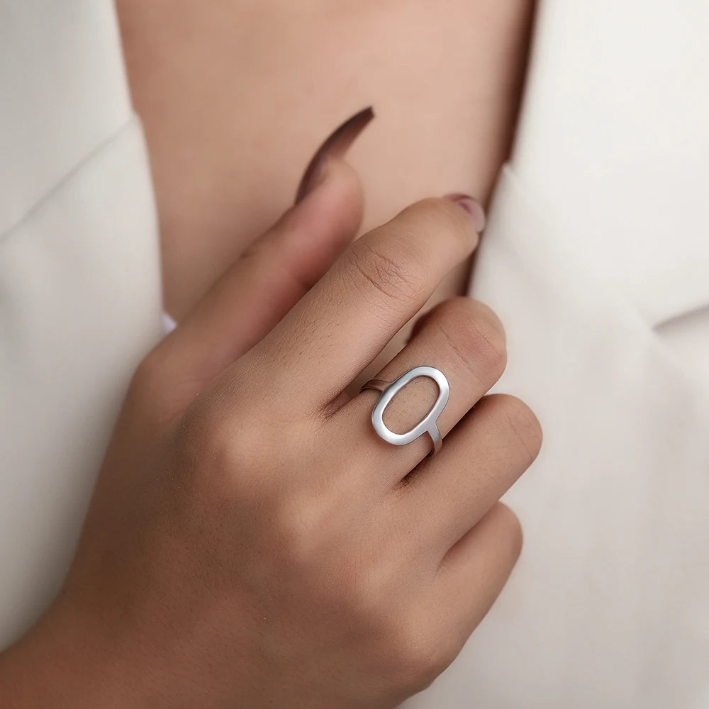 Aurelia Mode Roestvrij Stalen Minimalistische Ovale Ring