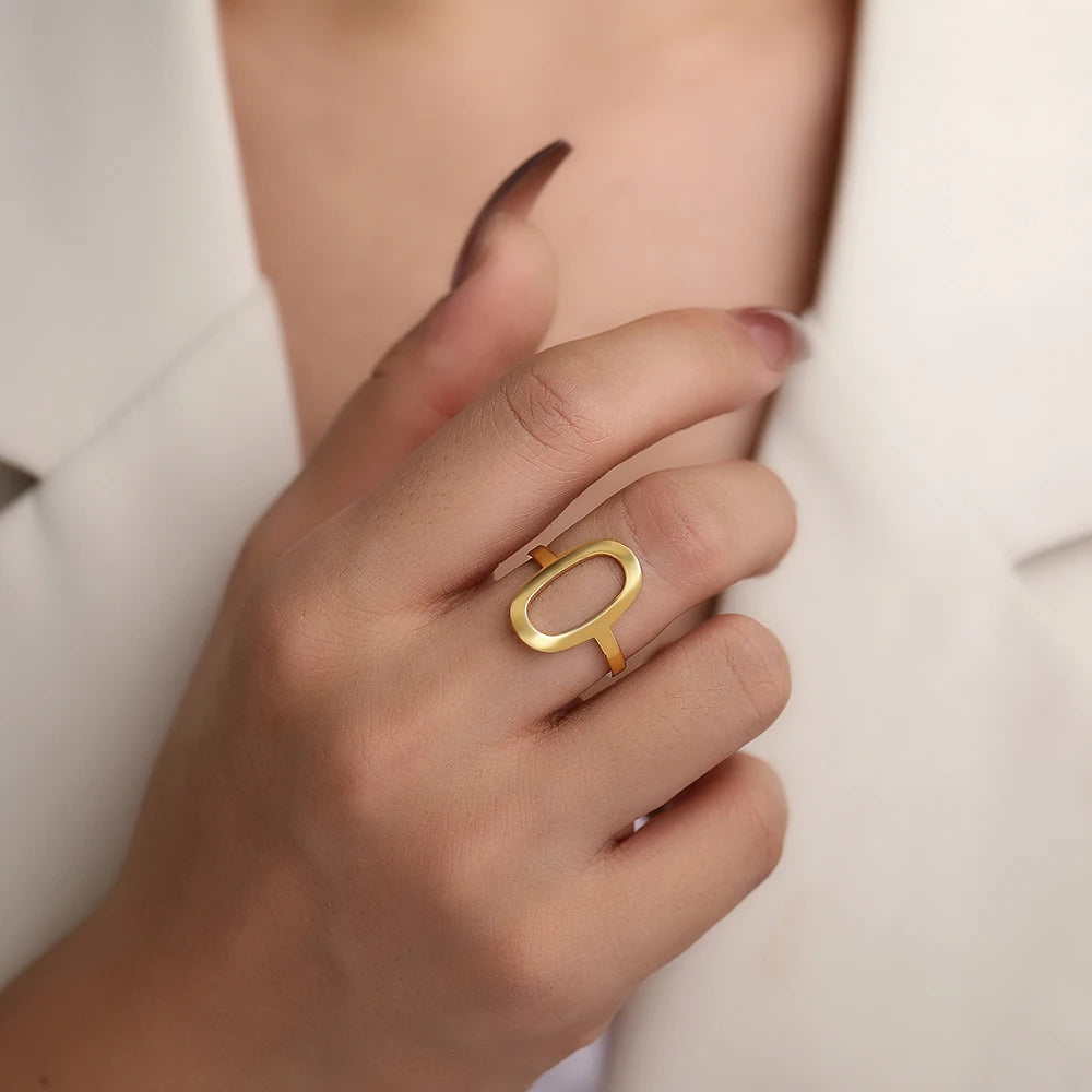 Aurelia Mode Roestvrij Stalen Minimalistische Ovale Ring