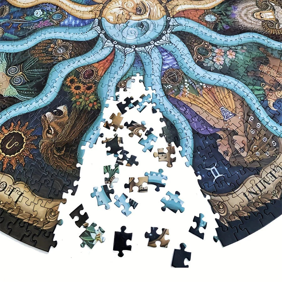 Puzzle rotondo con simboli astrologici