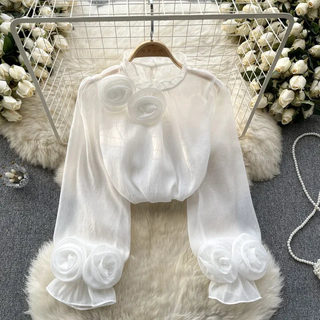 Zomergloed Chiffon Bluse mit Laternenärmeln für stilvolle Damen