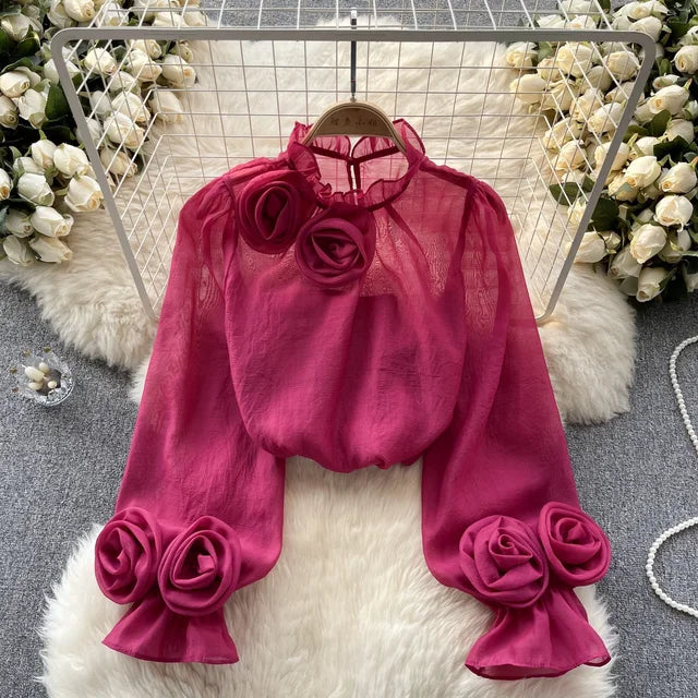 Zomergloed Chiffon Bluse mit Laternenärmeln für stilvolle Damen