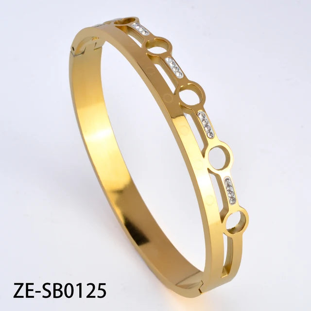 SparkleLux Bracciale da Polso in Acciaio Inossidabile con Chiusura in Zircone