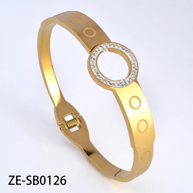 SparkleLux Bracciale da Polso in Acciaio Inossidabile con Chiusura in Zircone