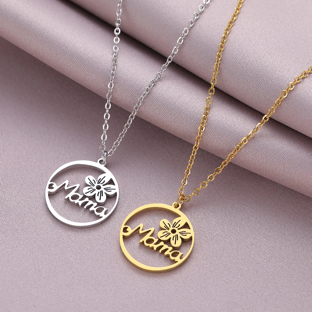 Enchanting Flower Mother Necklace of Stainless Steel