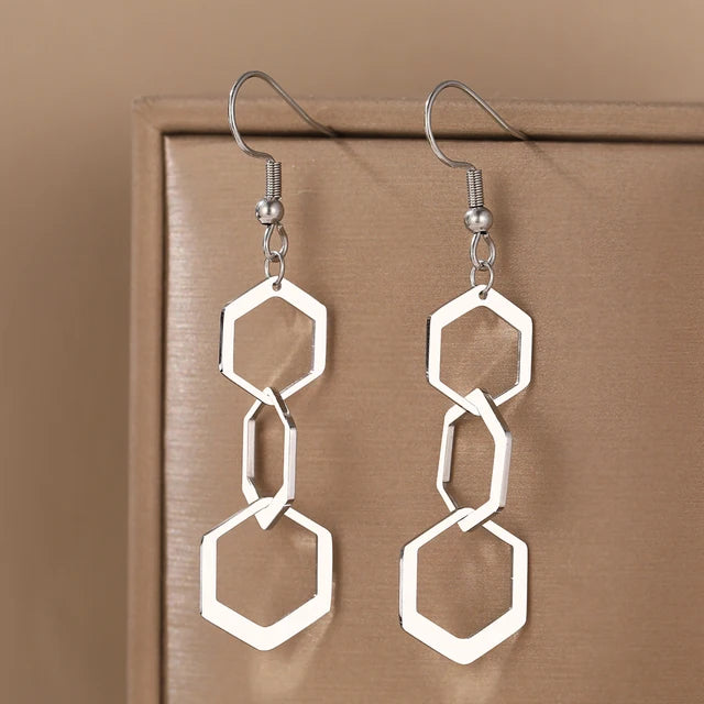 RVS Geometriche Orecchini Esagonali - Dichiarazione di Moda alla Moda