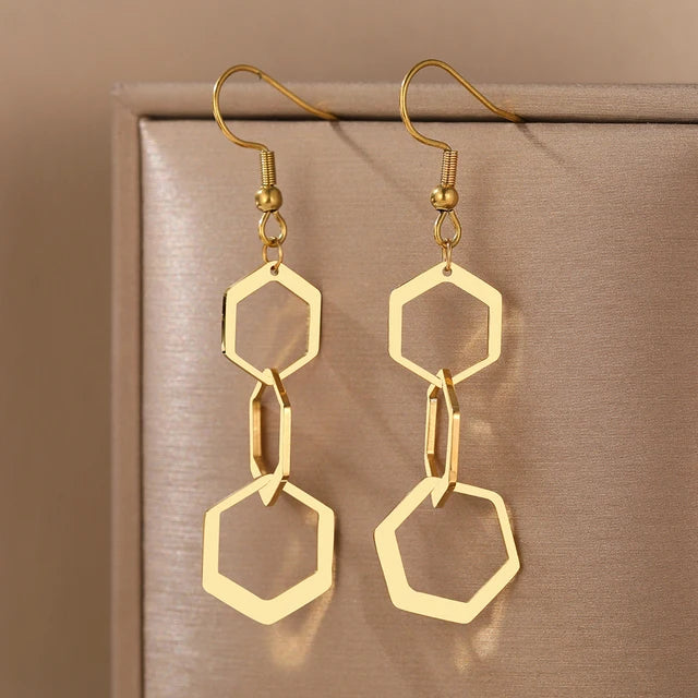 RVS Geometriche Orecchini Esagonali - Dichiarazione di Moda alla Moda