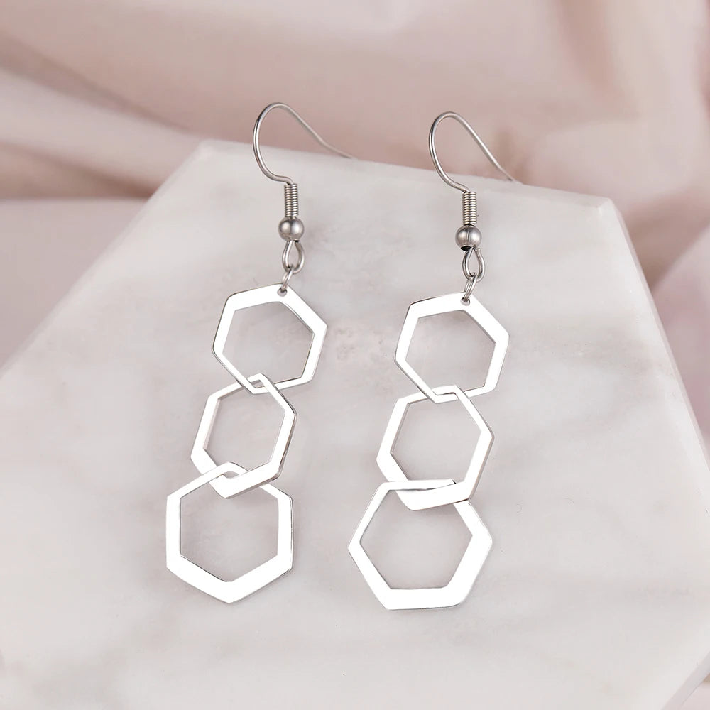 RVS Geometriche Orecchini Esagonali - Dichiarazione di Moda alla Moda
