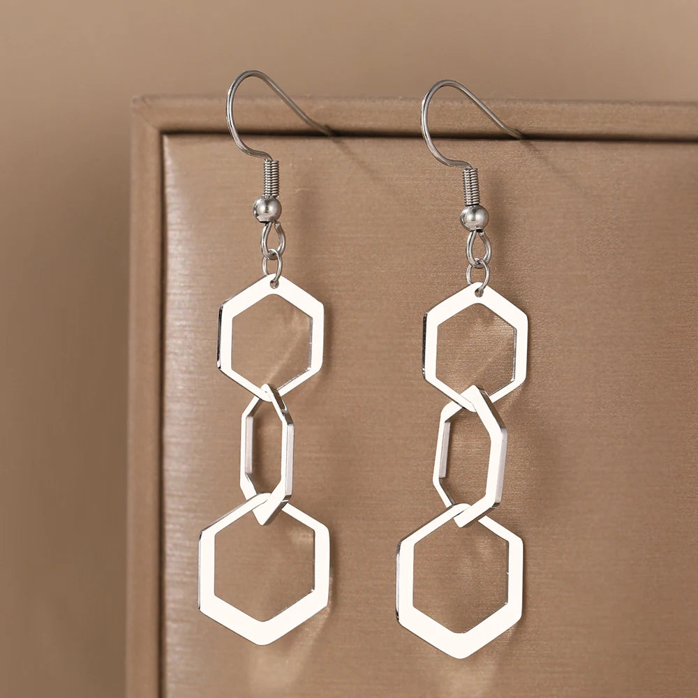 RVS Geometriche Orecchini Esagonali - Dichiarazione di Moda alla Moda