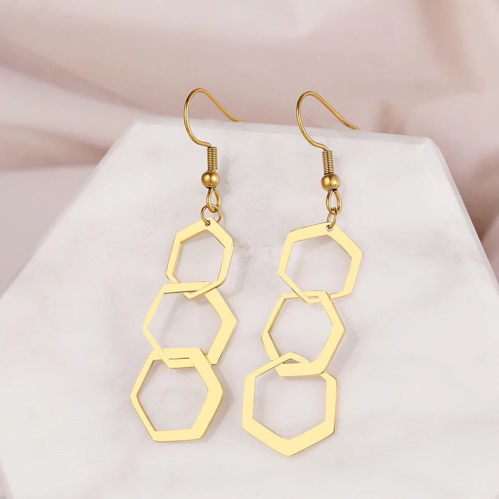 RVS Geometriche Orecchini Esagonali - Dichiarazione di Moda alla Moda