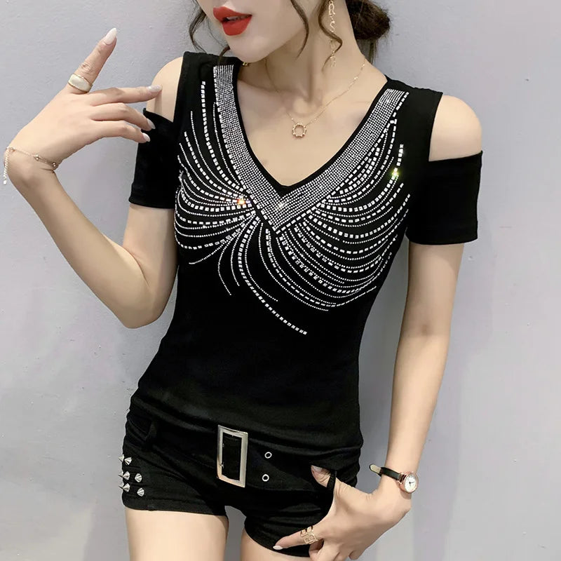 ChicElegance Black Off-Shoulder Top