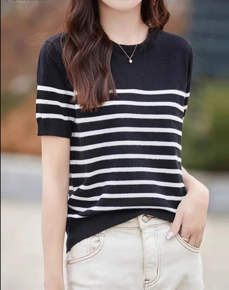 MerelMode Summer Striped Blouse